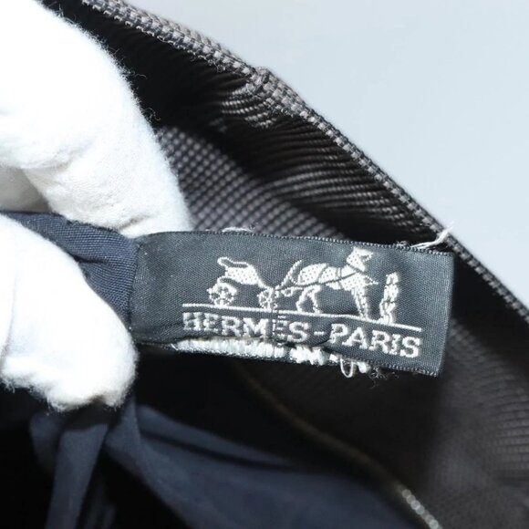 HERMES Her Line Kabas Tote Bag Canvas Gray Silver Auth BA3817 - Picture 12 of 16